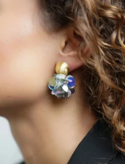 Sequin Oorbellen Holo Zilver Globe S