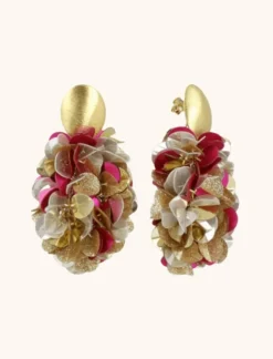 Sequin Oorbellen Metallic Fuchsia Sas Ovaal