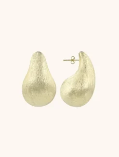 Teardrop Oorbellen Brushed Goud L