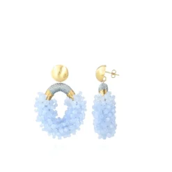 Tonal Baby Blauwe Oorbellen Yara Glassberry Ovaal M Double Stones