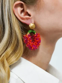 Tonal Fuchsia Oorbellen Yara Glassberry Ovaal M Double Stones