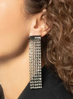 Veronique Oorbellen Baguette Waterval L Zwarte Diamant
