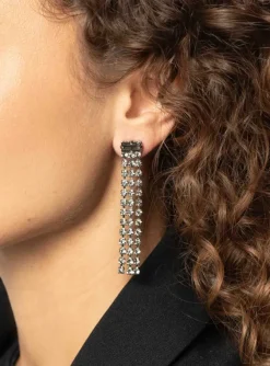 Veronique Oorbellen Baguette Waterval S Zwarte Diamant