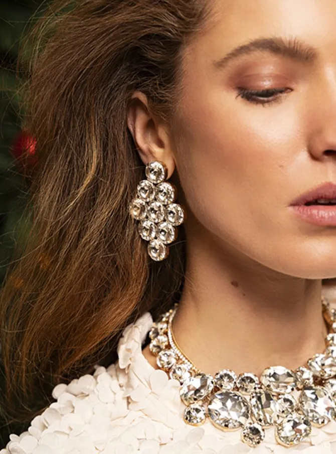 Vita Oorbellen Octagon Diamant L Kristal
