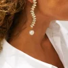 Waterfall Strass Oorbellen Saar Pearl Goud
