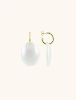 Witte Holo Oorbellen Closed Bugle Oval Xs Angie