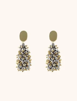 Zilver Gouden Oorbellen Bella Glassberry Cone Double Stones