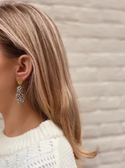 Zilver Gouden Oorbellen Bella Glassberry Cone Double Stones