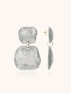 Zilveren Glitter Oorbellen Lyra Double Statement