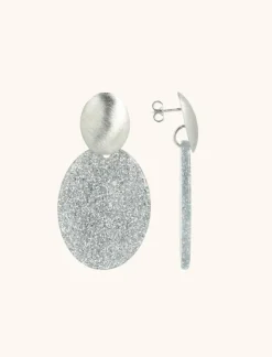 Zilveren Glitter Oorbellen Celia Ovaal S