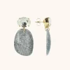 Zilveren Glitter Oorbellen Little Sara Asymetrisch Crystal Ovaal S
