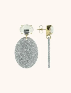 Zilveren Glitter Oorbellen Celia Ovaal S