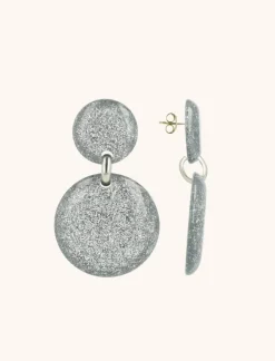 Zilveren Glitter Oorbellen Xenia Rond