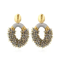 Zilveren Oorbellen Eve Silk Combi Oval Double Stones