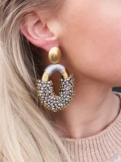 Zilveren Oorbellen Eve Silk Combi Oval Double Stones