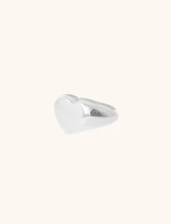 Zilveren Ring Symbol Hart Seal Ring