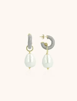 Zilverkleurige Oorbellen Gaia Creool Xs Parel