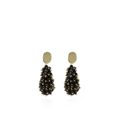 Zwart Gouden Oorbellen Glassberry Cone Double Stones