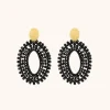 Zwarte Oorbellen Finn Silk Ovaal Open Double Stones M