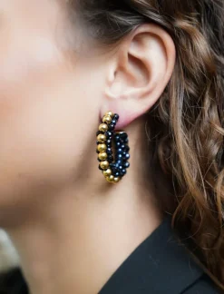 Zwarte Oorbellen Loe Creool Deluxe M