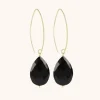 Zwarte Oorbellen Nore Quartz Drop L