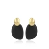 Zwarte Oorbellen Sara Resin Asymmetric Ovaal Opal L