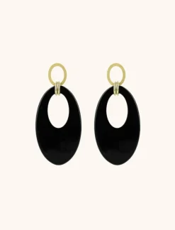 Zwarte Resin Oorbellen Teardrop S