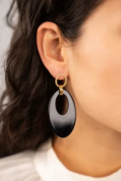 Zwarte Resin Oorbellen Teardrop S