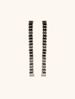 Zwarte Strass Oorbellen Mosa Single Waterfall Diamond